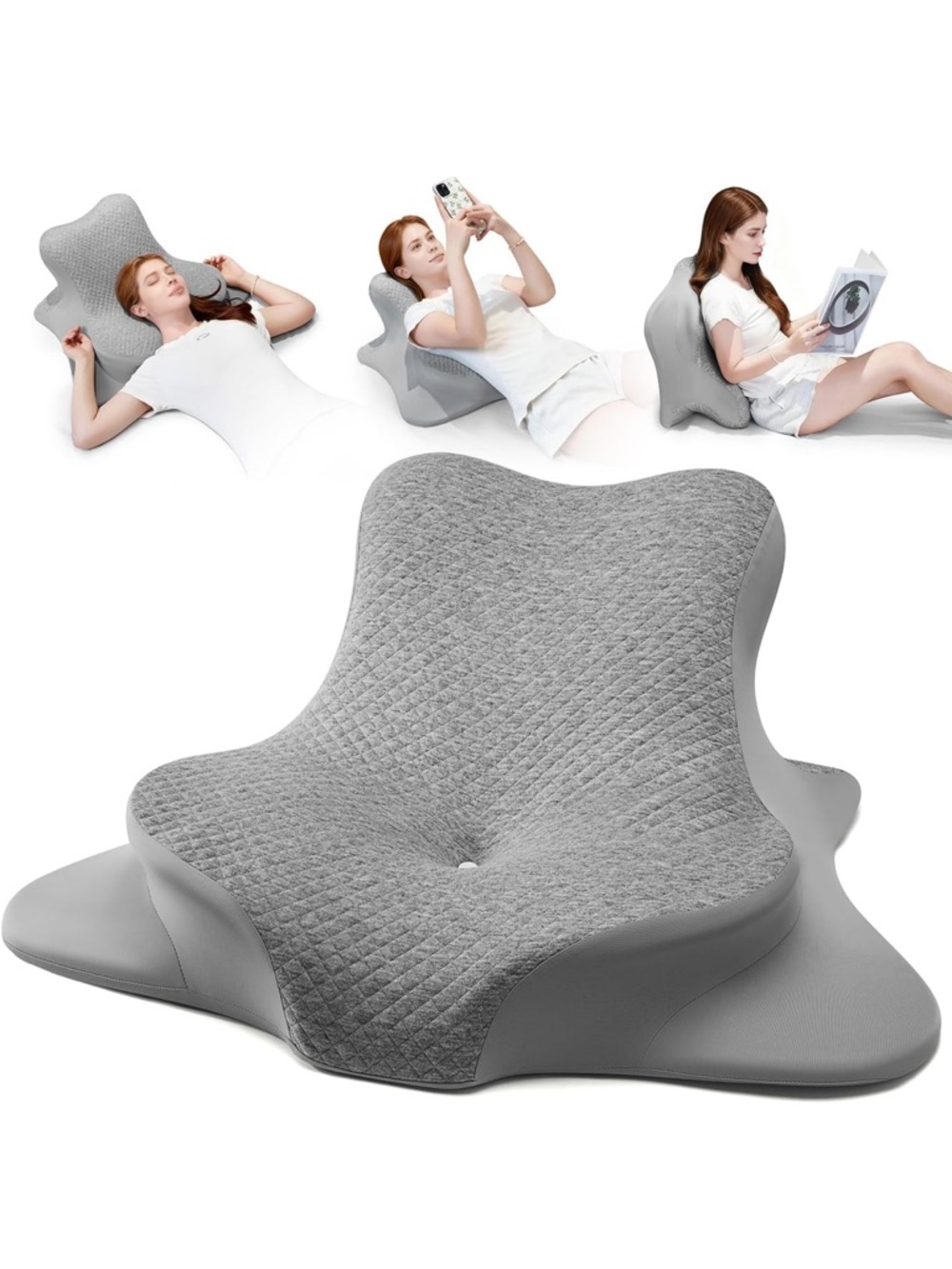 Reading pillow for bed leaning lying and prone ergonomic memory foam